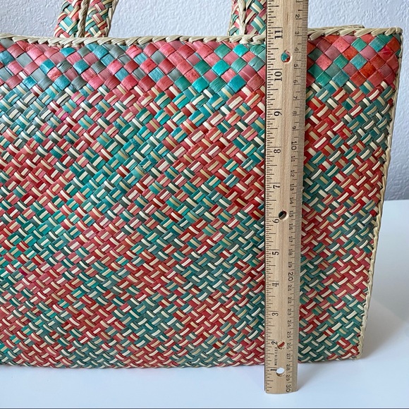 Vintage Woven Straw Tote Market Bag - Picture 10 of 11